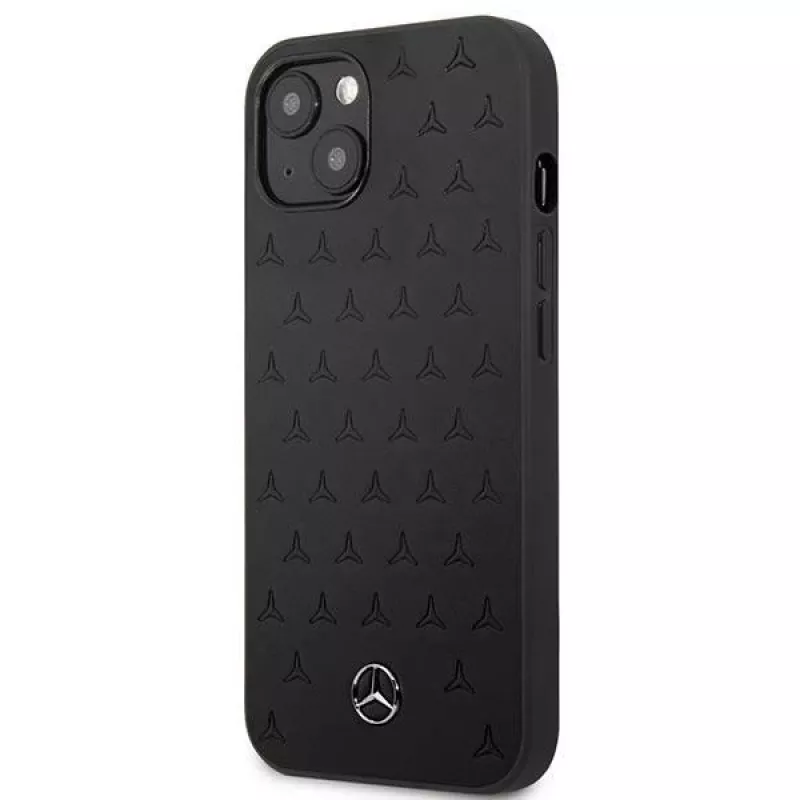 Mercedes-Benz iPhone 13 Mini Hardcase Leather Stars Pattern Black