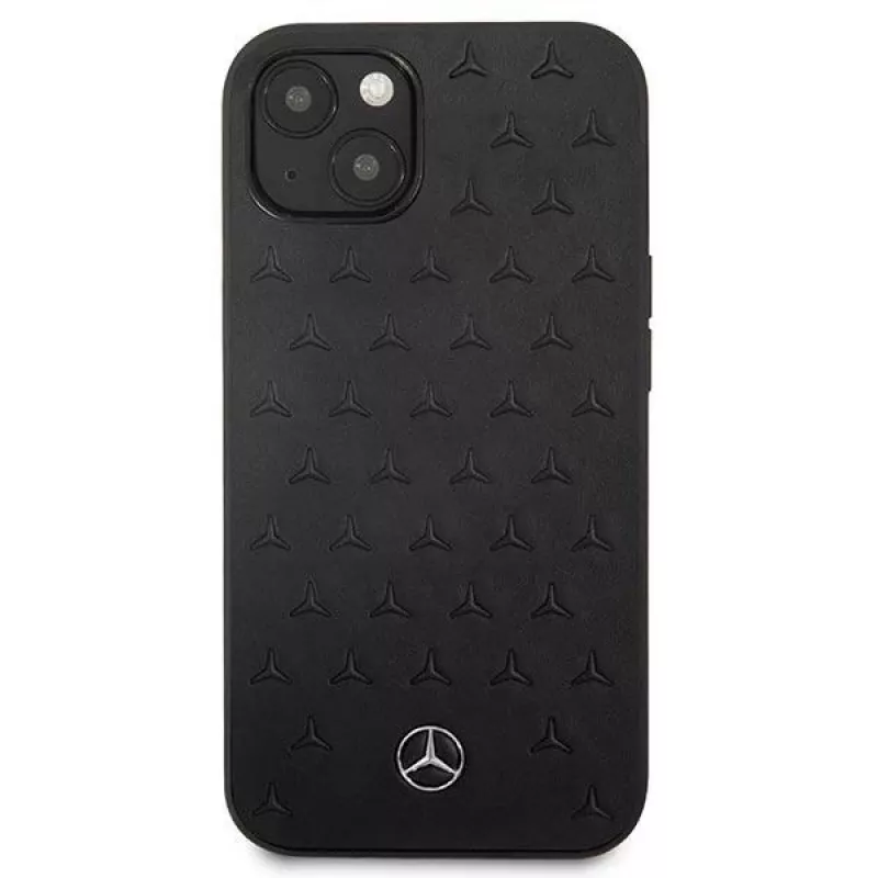 Mercedes-Benz iPhone 13 Mini Hardcase Leather Stars Pattern Black