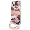 Guess GUHCP13MKCABPI Hard Case for iPhone 13 / 14 / 15 6,1 inch Pink Camo Strap Collection
