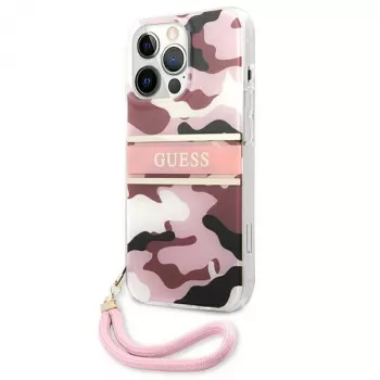 Guess Camo Strap Collection Hard Case, skirta Apple iPhone 13 Pro / iPhone 13, Rožinė
