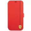 Ferrari FESAXFLBKP13SRE On Track Carbon Stripe Book Case, skirta iPhone 13 mini, raudona