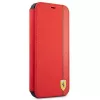 Ferrari FESAXFLBKP13SRE On Track Carbon Stripe Book Case, skirta iPhone 13 mini, raudona