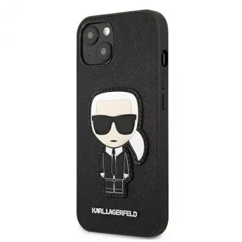 Karl Lagerfeld KLHCP13SOKPK iPhone 13 Mini 5,4 inch Black Hardcase Saffiano Ikonik Karl Patch