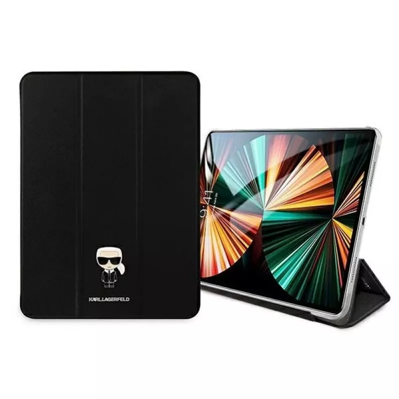 Karl Lagerfeld KLFC12OKMK Book Cover for iPad Pro 12,9 inch (2021/2022) - Black Saffiano Karl Iconic