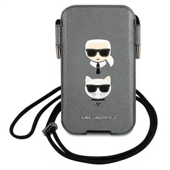 Karl Lagerfeld Ikonik Saffiano Hard Case, skirta Apple iPhone 12 / 12 Pro 6,1 inch pilka
