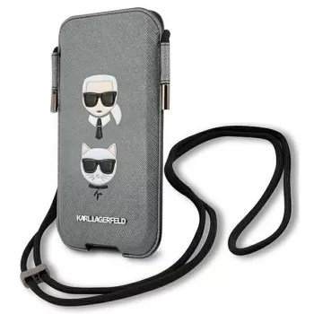 Karl Lagerfeld Ikonik Saffiano Hard Case, skirta Apple iPhone 12 / 12 Pro 6,1 inch pilka
