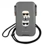 Karl Lagerfeld Ikonik Hardcase, skirta Apple iPhone 12 Pro Max, pilka Saffiano PU, Karl & Choupette Head dizainas