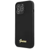 Guess GUHCP13XLSLMGBK iPhone 13 Pro Max 6,7 inch Black Silicone Hard Case with Script Gold Logo