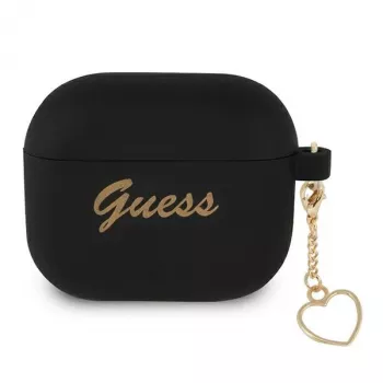 Guess GUA3LSCHSK AirPods 3 Dangtelis Juodas Silikoninis Charm Heart Collection