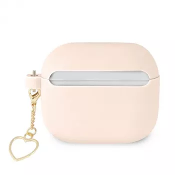 Guess GUA3LSCHSP Silikoninis dėklas su širdelės pakabuku, skirtas Apple AirPods 3rd Generation - Rožinis