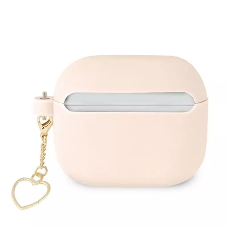 Guess GUA3LSCHSP Silikoninis dėklas su širdelės pakabuku, skirtas Apple AirPods 3rd Generation - Rožinis