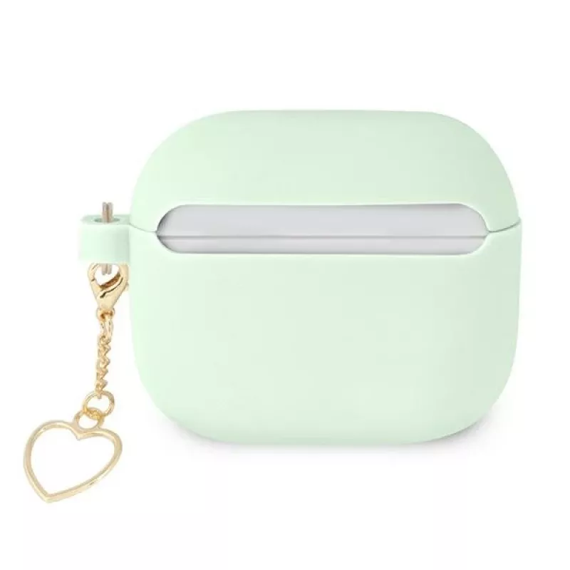 Guess GUA3LSCHSN AirPods 3 dangtelis, žalias silikonas, Charm Heart kolekcija
