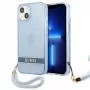 Guess GUHCP13SHTSGSB iPhone 13 mini 5,4 inch Blue Translucent Hardcase with Strap