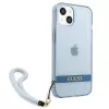 Guess GUHCP13SHTSGSB iPhone 13 mini 5,4 inch Blue Translucent Hardcase with Strap