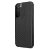 AMG AMHCS22MBLSCA Kietas dėklas Samsung Galaxy S22+ su anglies juostelėmis ir reljefiniu raštu, juodas