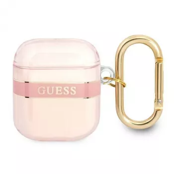 Guess GUA2HHTSP Strap Collection apsauginis dėklas Apple AirPods 1/2 - Rožinis