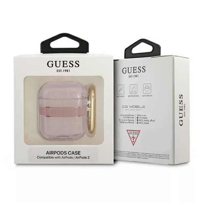 Guess GUA2HHTSP Strap Collection apsauginis dėklas Apple AirPods 1/2 – rožinis
