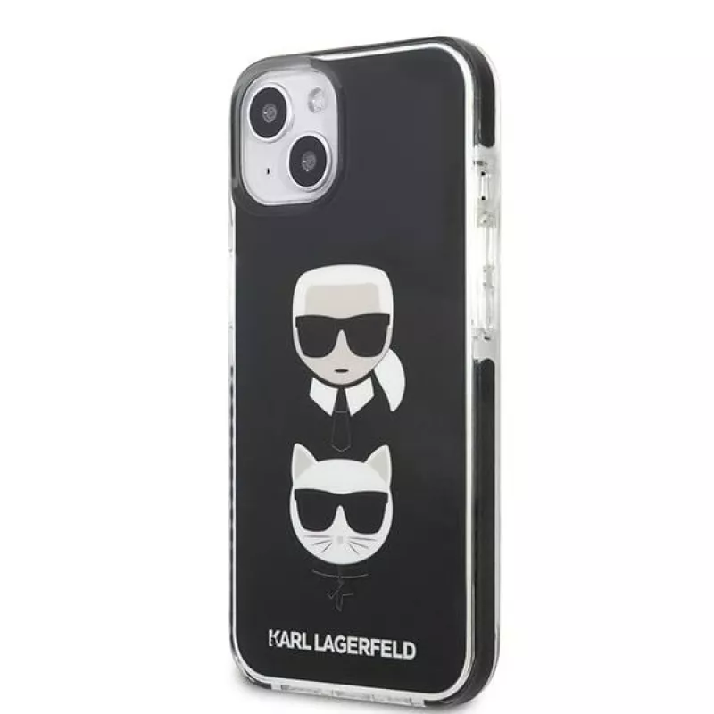Karl Lagerfeld KLHCP13STPE2TK Kietas Dėklas, Skirtas iPhone 13 mini, 5,4 inch, Juodas, Karl & Choupette Galva