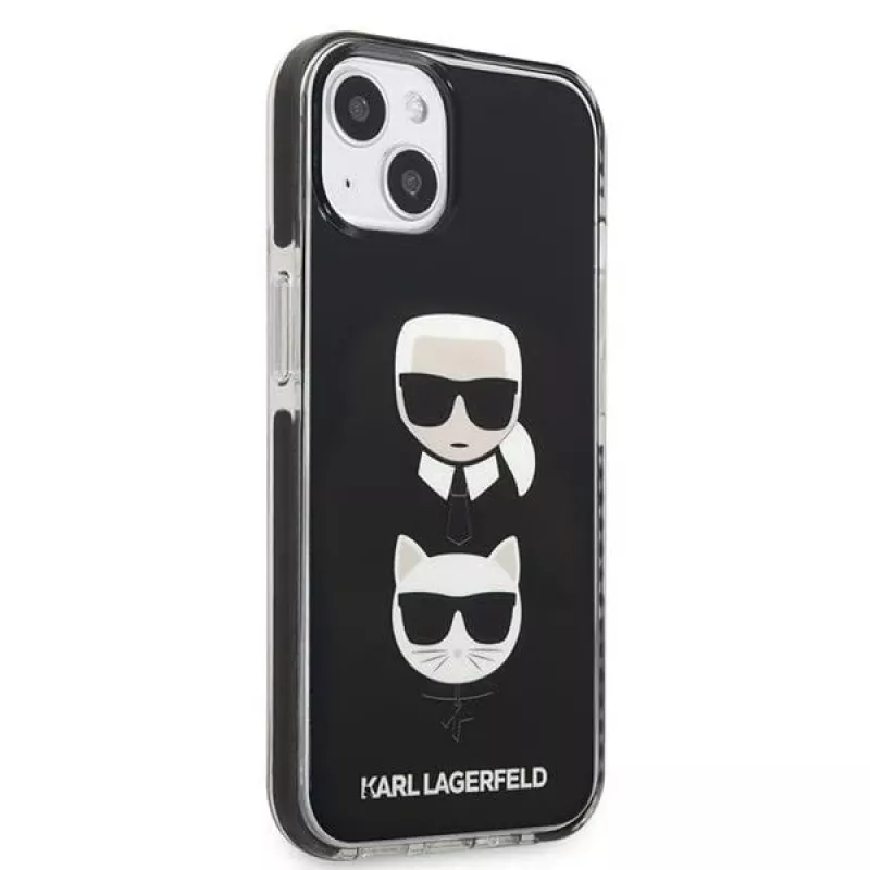 Karl Lagerfeld KLHCP13STPE2TK Kietas Dėklas, Skirtas iPhone 13 mini, 5,4 inch, Juodas, Karl & Choupette Galva