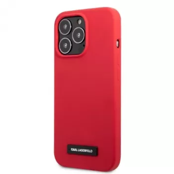 Karl Lagerfeld KLHCP13LSLMP1R Silicone Plaque Hard Case, skirta iPhone 13 Pro / 13 6,1 inch - Raudona