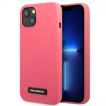 Karl Lagerfeld KLHCP13MSLMP1PI Silikoninis dėklas su plokštele, skirtas iPhone 13/14/15 6,1 inch fuksijos spalvos
