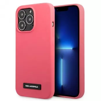 Karl Lagerfeld Silicone Plaque Hard Case, skirta iPhone 13 Pro / 13 6,1 inch - Fuchsia
