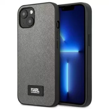 Karl Lagerfeld Saffiano Plaque Hard Case, skirta Apple iPhone 13 Mini 5,4 colio - sidabrinė