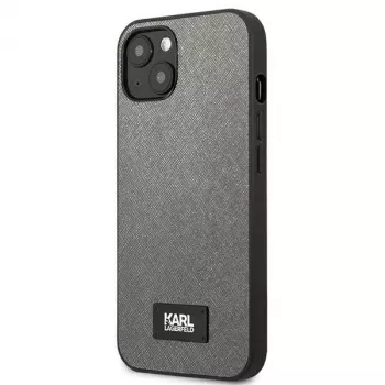 Karl Lagerfeld Saffiano Plaque Hard Case, skirta Apple iPhone 13 Mini 5,4 colio - sidabrinė