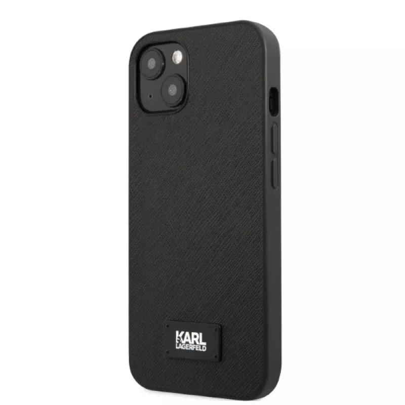 Karl Lagerfeld KLHCP13SSFMP2K Saffiano Plaque Hard Case, skirta iPhone 13 mini, juoda