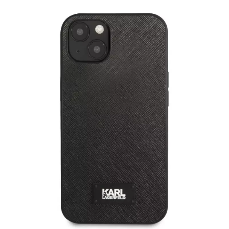 Karl Lagerfeld KLHCP13SSFMP2K Saffiano Plaque Hard Case, skirta iPhone 13 mini, juoda