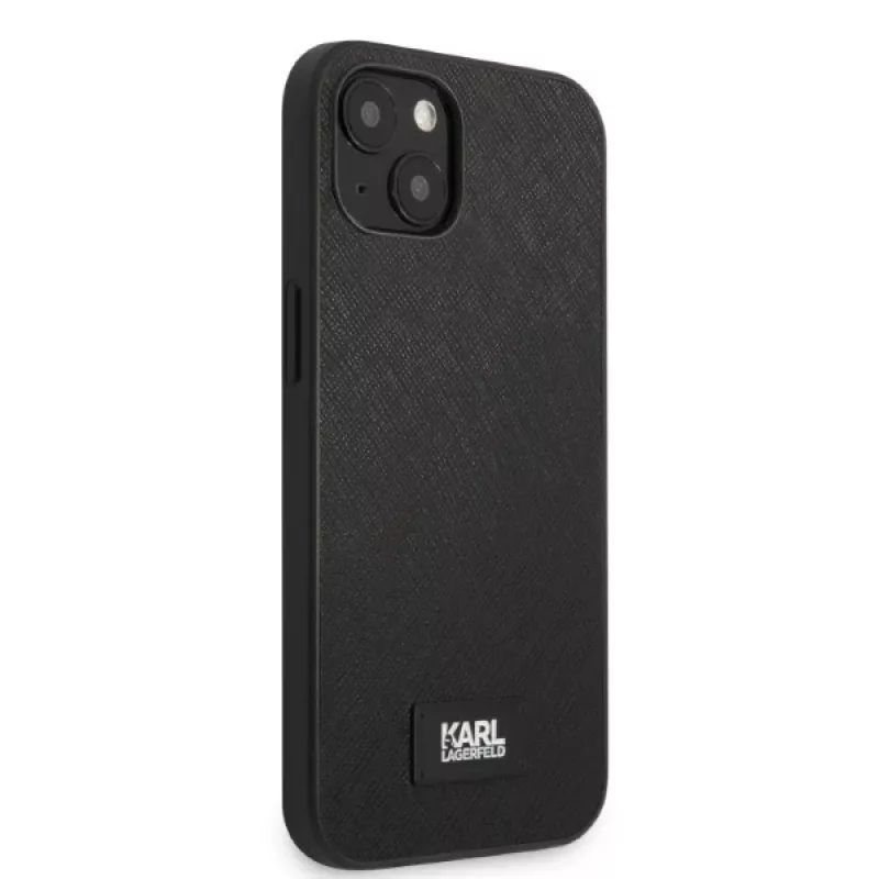 Karl Lagerfeld KLHCP13SSFMP2K Saffiano Plaque Hard Case, skirta iPhone 13 mini, juoda