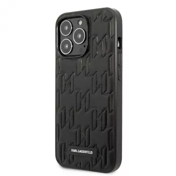 Karl Lagerfeld KLHCP13LMNMP1K Kietas Dėklas, Skirtas iPhone 13 Pro / 13 6,1 colio, Juodas, Monogram Plaque