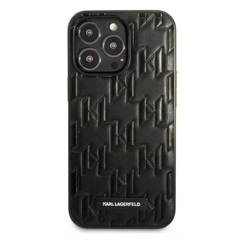 Karl Lagerfeld KLHCP13LMNMP1K Kietas Dėklas, Skirtas iPhone 13 Pro / 13 6,1 colio, Juodas, Monogram Plaque