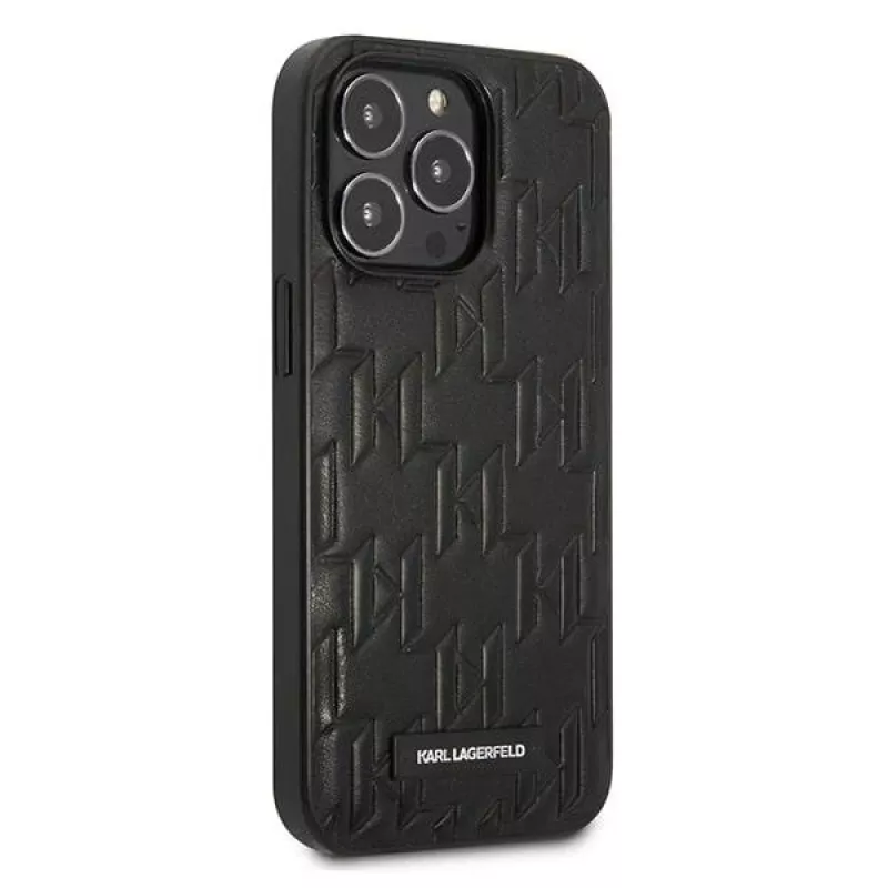 Karl Lagerfeld KLHCP13LMNMP1K Kietas Dėklas, Skirtas iPhone 13 Pro / 13 6,1 colio, Juodas, Monogram Plaque