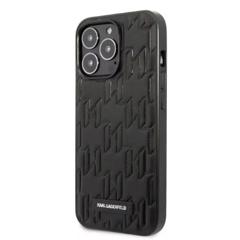 Karl Lagerfeld KLHCP13XMNMP1K iPhone 13 Pro Max 6.7″ kietas dėklas juodas Monogram Plaque