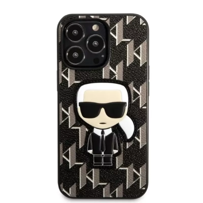 Karl Lagerfeld KLHCP13LPMNIKBK Hard Case for iPhone 13 Pro / 13 6,1 inch Black Monogram Ikonik Patch