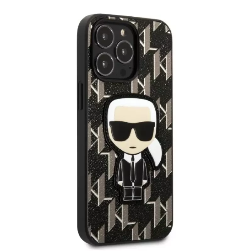Karl Lagerfeld KLHCP13LPMNIKBK Hard Case for iPhone 13 Pro / 13 6,1 inch Black Monogram Ikonik Patch