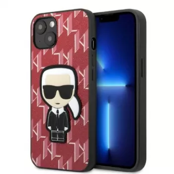 Karl Lagerfeld KLHCP13MPMNIKPI Hard Case for iPhone 13 / 14 6,1 inch Red Monogram Ikonik Patch