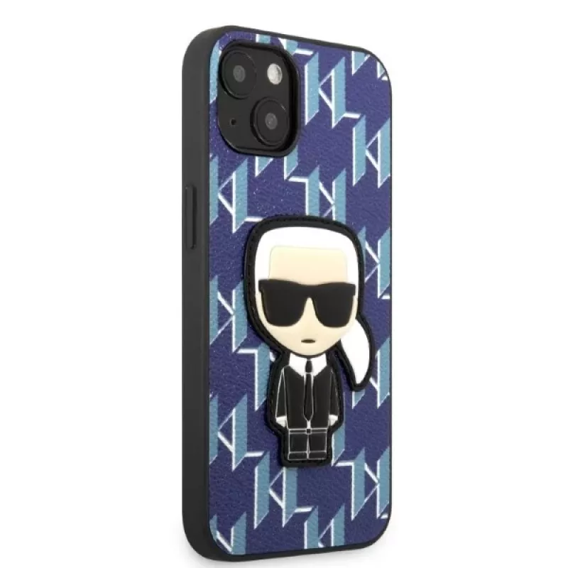 Karl Lagerfeld KLHCP13SPMNIKBL iPhone 13 mini Hardcase Blue Monogram Ikonik Patch
