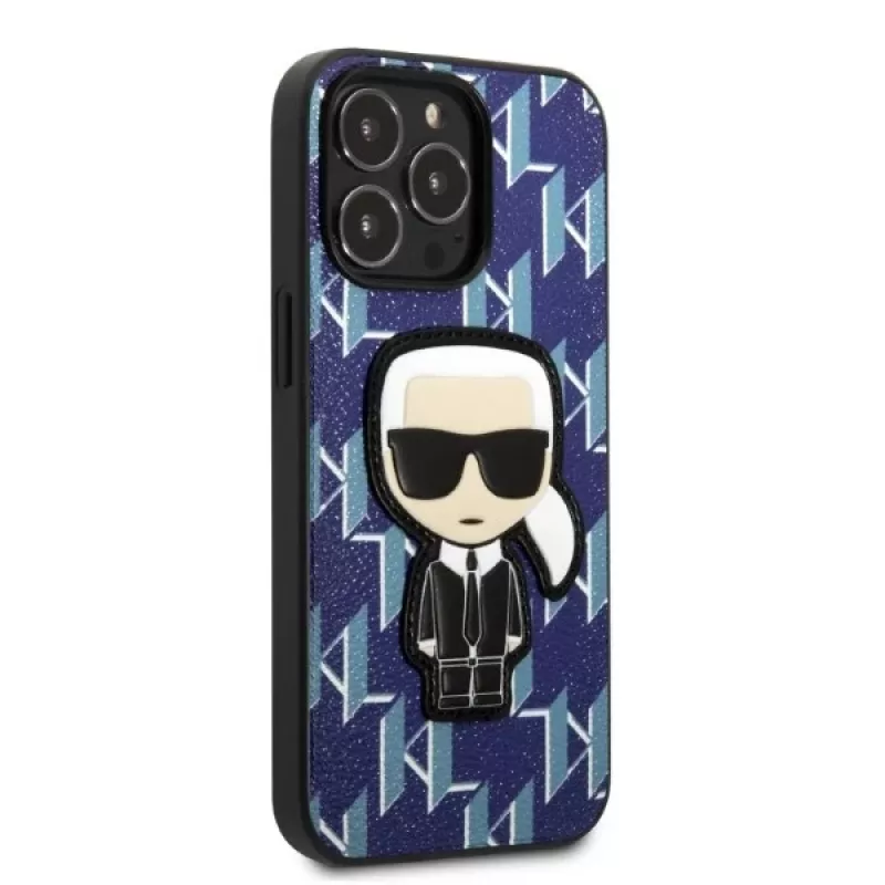 Karl Lagerfeld KLHCP13XPMNIKBL iPhone 13 Pro Max 6,7 inch Hardcase Blue Monogram Ikonik Patch