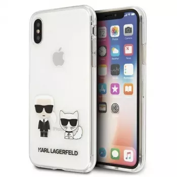 Karl Lagerfeld KLHCI65CKTR Kietas dėklas, skirtas Apple iPhone Xs Max, permatomas, Karl & Choupette dizainas