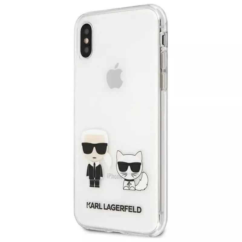 Karl Lagerfeld KLHCI65CKTR Kietas dėklas, skirtas Apple iPhone Xs Max, permatomas, Karl & Choupette dizainas