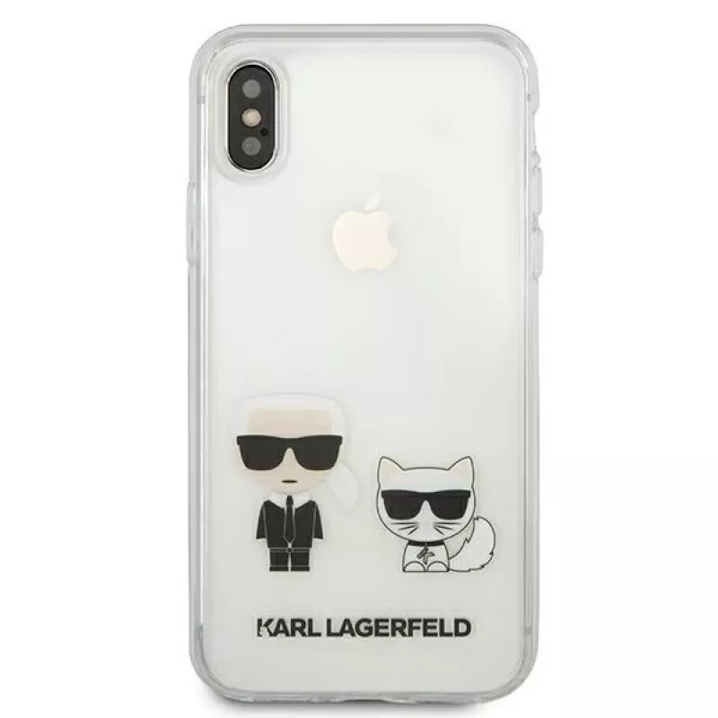 Karl Lagerfeld KLHCI65CKTR Kietas dėklas, skirtas Apple iPhone Xs Max, permatomas, Karl & Choupette dizainas