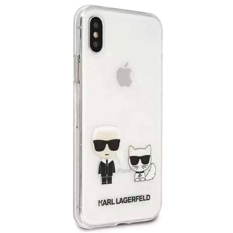 Karl Lagerfeld KLHCI65CKTR Kietas dėklas, skirtas Apple iPhone Xs Max, permatomas, Karl & Choupette dizainas