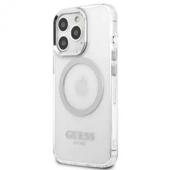 Guess GUHMP13LHTRMS Metal Outline MagSafe Hard Case iPhone 13 Pro / iPhone 13 6,1 inch - Sidabrinis