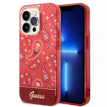 Guess GUHCP14LHGBNHR Hardcase Bandana Paisley, skirta Apple iPhone 14 Pro 6,1 colio, raudona
