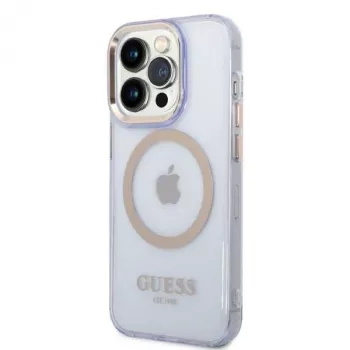 Guess Gold Outline Translucent Hard Case, skirta Apple iPhone 14 Pro 6.1 - Violetinė