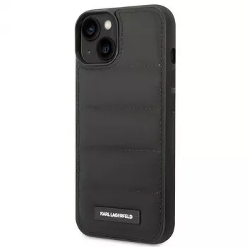 Karl Lagerfeld KLHCP14SPSQAK Puffy Elongated Logo Hard Case, skirta Apple iPhone 13/14/15 6,1 colio – Juoda