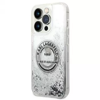 Karl Lagerfeld iPhone 14 Pro 6,1 inch Hardcase Liquid Glitter RSG Sidabrinis