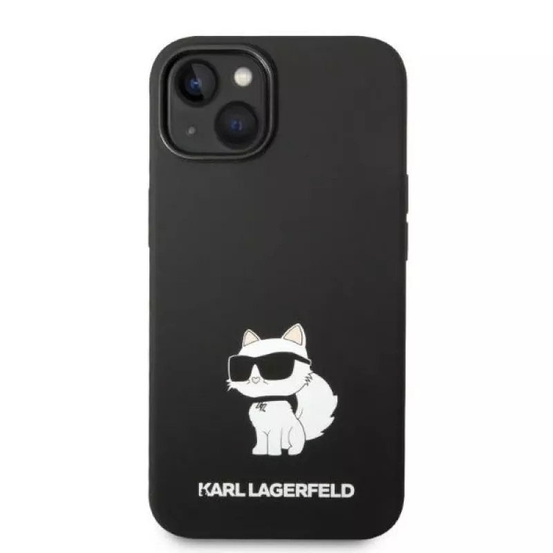 Karl Lagerfeld KLHMP14MSNCHBCK iPhone 14 Plus / 15 Plus 6,7 inch Hard Case Black Silicone Choupette MagSafe